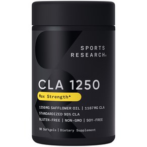 스포츠리서치 맥스 포텐시 95% CLA 1250mg 소프트젤, 90정, 1개