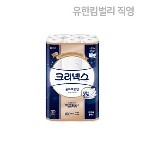 [신제품]크리넥스 울트라클린 4겹 국내생산 화장지 두루마리 휴지 25m X 30롤 X 1팩, 30개입, 30개