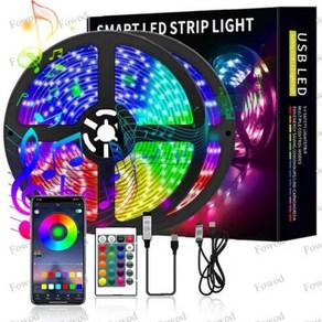 블루투스 동기화 변색 LED 슬림 방수 스트립 LED RGB 간접 조명 10m 20m