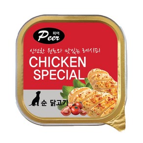 피어 애견용 사각 간식캔, 순 닭고기 맛, 24개