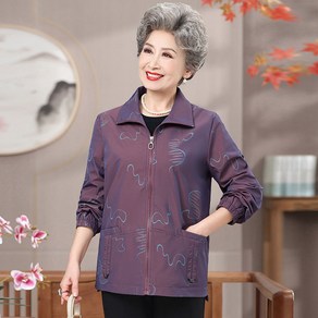 중장년 여성복 얇은 자켓 중년 엄마 아우터 봄가을 집업 점퍼 상의 빅사이즈 루즈핏 여자 재킷 YJW