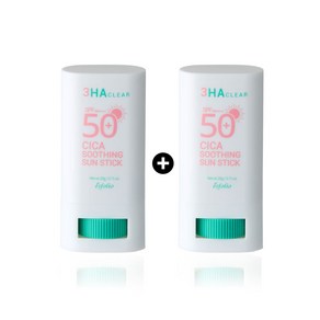 3HA 클리어 시카 수딩 선스틱1+1 SPF50+ PA++++ 노세범선스틱, 2개, 20g