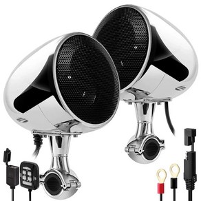 오토바이블루투스 300W Amplife 4 인치 방수 오토바이 스테레오 블루투스 라디오 스피커 ATV UTV 오디오, Chome - Net
