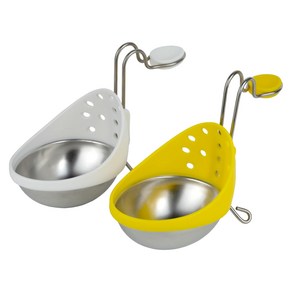 Cuisipo Stainless Steel Egg Poache Set of 2 쿠이시프로 스테인레스 스틸 에그 포처 2개 세트, White, Yellow, 1개