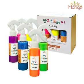 망고스프레이물감 100ml 형광6색 핑거페인팅물감/촉감놀이/오감놀이/유아물감/키즈망고, 망고스프레이 형광6색 1세트