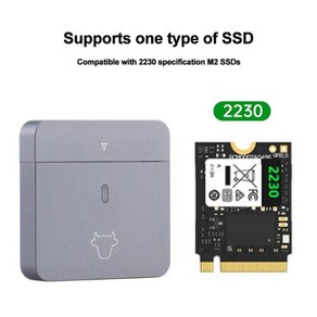 SSD 인클로저 플러그 앤 플레이 M2 NVMe 2230 모바일 솔리드 스테이트 디스크 케이스 USB 32 Gen2 외장 용 알루미늄 합금, 2230 NVMe Enclosue, 1개