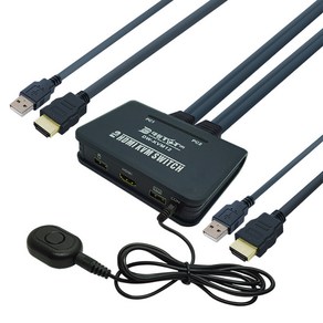 2:1 HDMI KVM 스위치 USB 키보드 마우스 수동 공유기, 1개