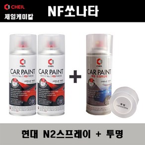 현대 NF쏘나타 N2 퓨어펄화이트(2개가 한세트) 스프레이 + 투명스프레이 자동차 도색 차량용 카페인트, N2스프레이+투명스프레이(제일), 1개