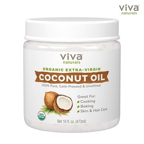 비바 오가닉 엑스트라 버진 코코넛 오일 473ml 16oz, Viva-Oganic-Exta-Vigin-Coconut-Oil-16oz, 1개