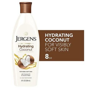 Jegens 하이드레이팅 코코넛 바디 모이스처라이저 236.59ml 오래가는 보습 효과를 위해 코코넛 오일과 워, 1개