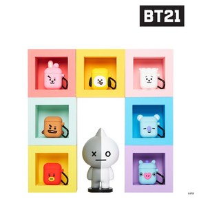 BT21 큐브 시리즈 에어팟 케이스 + 링 + 카라비너, 망