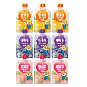 뽀로로 워터젤리 음료수 복숭아 + 포도 + 오렌지, 9개, 120ml