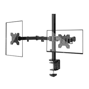 RUN기술 모니터암 거치대 베사홀 높이조절 각도조절 클램프, 듀얼, 1개, 블랙(14-28인치)