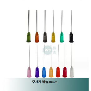 공업용 주사기바늘 플라스틱바늘 디스펜싱 접착제용 주사침 38mm, 24G, 1개