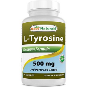 베스트 네츄럴스 L-Tyosine 500 mg 90 캡슐 - 정신적 인 경계 지원 ＊ 신경 전달 물질 지원 ＊, 1개, 90정