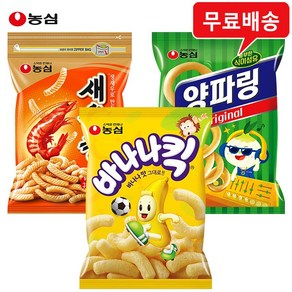 농심 대용량 과자 6개 혼합무배/새우깡2+빅양파링2+빅바나나킥2, 140g