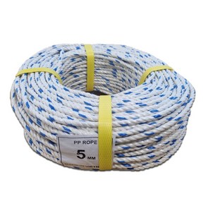 피피 로프 PP ROPE 로프끈 다용도 밧줄 캠핑 빨래줄 현수막 5mm x 85m 6mm x 100m, 백색 (띠 청색), 1개