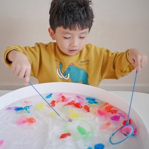 토이다락방 아기 물놀이 물고기 장난감 25마리+뜰채, 해피오리통통배