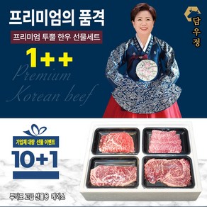 담우정 프리미엄 암소 숙성 한우 1++등급 구이 명품 선물세트 2호(등심 600g 특수부위 300g) 선물세트 5호(등심 600g 채끝 600g) 무항생제 냉장, 1세트, 900g