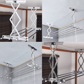국산 베란다 천장 빨래건조대 스텐 천정 건조대 2단 3단 자바라, 올스텐 천장건조대, 1세트, 실버