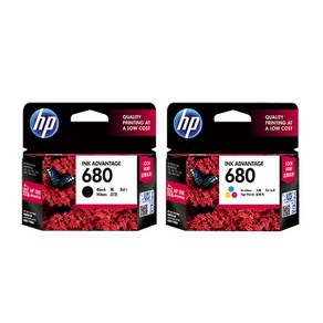 [HP] 완전 정품 DESKJET INK 4535 프린터전용 HP680검정+HP680칼라 잉크 세트, DESKJET4535 프린터전용 HP680검정+칼라잉크, 1개