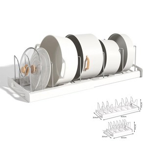 디위닉 1+1 원하는대로 길이조절 가능한 후라이팬 그릇 접시 냄비 정리대, 2개, 화이트, 6단
