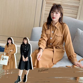 라게타 옥스퍼드 진 빅사이즈원피스 오피스룩 데이트룩 하객룩 긴팔 77 88 99 110 XL 2XL 3XL 4XL 까지 미디원피스 여성 빅사이즈 여성의류