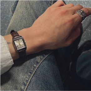 [CASIO] 카시오 정품 가죽 스퀘어 패션 손목시계 +파퓰럽