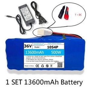 전기 스쿠터용 18650 리튬 배터리 팩 36V 배터리 13600mAh 실제 용량 10S4P 500W 1000W 2A 충전기 포함 42V E-bike, 1개, 1개입