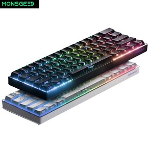 [ 청이스토어] MONSGEEK FUN60 PRO/MAX/Ult 시리즈 마그네틱축 게이밍 기계식 키보드 자축 키보드 유선8k 61키배열 RGB 4000mah RT0.001, RGB블랙-측각 * FUN60 Po-유선8K, 현광마그네틱축