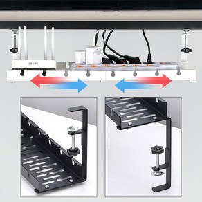 넷홀릭 컴퓨터 선 정리 케이블 고정 책상 정리함 무타공 멀티탭 거치대, 블랙, 1개