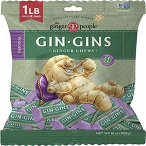 GIN GINS Oiginal Chewy Ginge Candy by The Ginge GIN GINS 오리지널 쫄깃한 생강 캔디(The Ginge People) - 메스꺼움, 1개, 453.59g