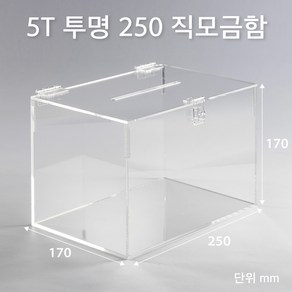 조이사인 직사각 모금함 250x170 / 두께5mm 투표함 아크릴상자 매장/진열용품, 직모금함 250*170/5T 투명 [JD25175T]