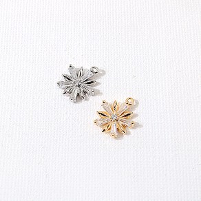 싼비즈 [7160-19]큐빅펜던트 테팔눈꽃 11x13mm OR/골드 1개