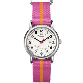 Timex 타이맥스 미주판 위켄더시계 T2P072 핑크 엘로우 여성용 나토밴드 손목시계