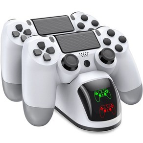 PS4 듀얼 USB 핸들 고속 충전 도킹 스테이션 스탠드 충전기 플레이 4/PS4 슬림/프로 게임 컨트롤러 조이스틱 패드, CHINA, W20, 1개, 01 WHITE