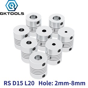 알루미늄 Z축 플렉시블 커플링 스테퍼 모터 커플러 샤프트 3D 프린터용 D15L20 2mm 3mm 4mm 5mm 6mm 6.35mm 8mm, 15.3.17mm to 4mm