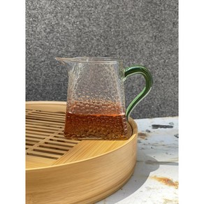 반투명 글라스 공도배 펀칭 유리숙우 그린손잡이 350ml, 1개