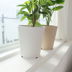 담따 원형화분 플랜트 라운드라인300 (플라스틱과 나무의 융합으로 만든 화분), 1개, 브라운