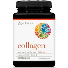 Youtheoy Advanced Collagen - 비타민 C가 함유된 6 000mg 콜라겐 - 머리카락 피부 및 손톱용* - 여성 및 남성용 보충제 - 290정, YoutheoyAdvancedCollagen비타민C가