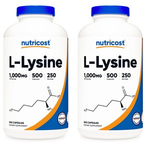 뉴트리코스트 L-라이신 1000mg 500캡슐, 500정, 2개