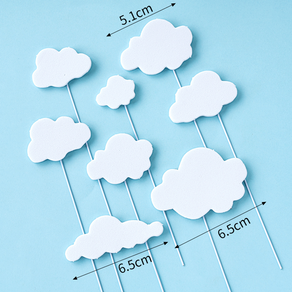 유니콘 케이크토퍼 데코픽 생일 파티 케익 장식 어린이집 입학 졸업 축하 셀프 촬영 소품, 버블 구름-화이트