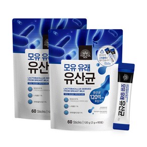 [2개 묶음] [내추럴박스] 모유 유래 유산균 (2g x 60포) x 2개, 120g, 2개