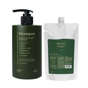 JHP 녹초엽 지루성 두피 비듬 각질 쿨샴푸500ml + 리필500ml