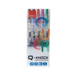 동아 Q노크 0.4 SET Q-KNOCK / 동아 큐노크 5색세트 / 0.4mm / 중성펜 젤잉크 노크식볼펜 큐노크펜 동아큐노크펜0.4, 1개