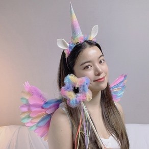 유니콘 요술봉 날개 머리띠 헤어밴드 뿔 천사 에버랜드 무 쓸모 없는 선물 졸사 생일