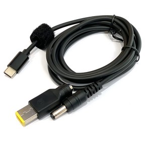 USB C타입 to DC 레노보 사각 슬림팁 케이블 변환 외구경5.5mm 내구경2.1mm 레노버 노트북 65W PD충전 지원