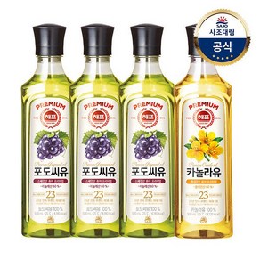 대림선 [사조대림] 해표 포도씨유500ml x3병 + 카놀라유 500ml x1병, 1개, 500ml