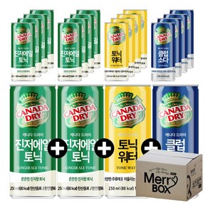 [메리박스] 250ml x 20캔 캐나다드라이 진저에일 토닉워터 클럽소다 / 하이볼, AB01호{진저*10+클럽*5+토닉*5}