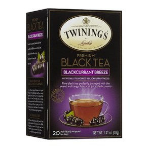 Twinings 트와이닝 프리미엄 홍차 블랙커런트 브리즈 20 티백 40g(1.41oz), 40g, 1개